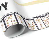 幸せな感謝祭の鶏のギフトラッピング白 ラッピングペーパー (ロールコーナー)