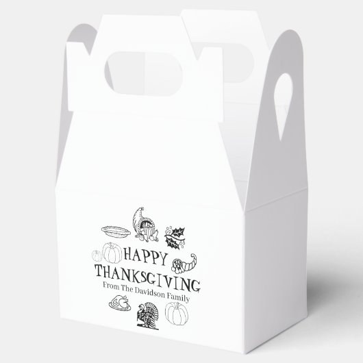 幸せな感謝祭カスタマイズ家族の名前かわいい フェイバーボックス (オープン)