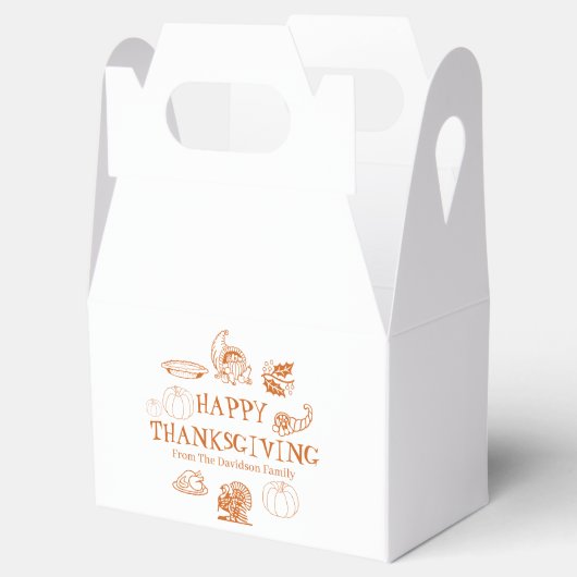 幸せな感謝祭カスタマイズ家族の名前かわいい フェイバーボックス (オープン)