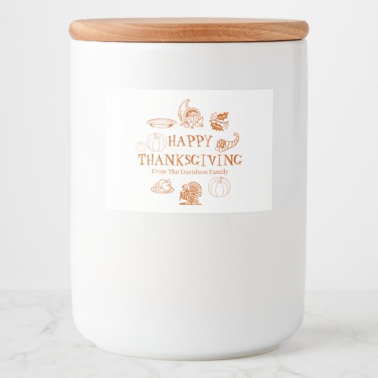 幸せな感謝祭カスタマイズ、家族の名寄せ フードラベル (正面)