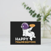 幸せな感謝祭カボチャおもしろいパイ シーズンポストカード (スタンド正面)