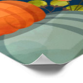 幸せな感謝祭カボチャ、ベリーと葉 ポスター (角)