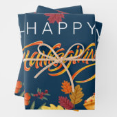 幸せな感謝祭カボチャ、ベリーと葉 ラッピングペーパーシート (インサイチュ)