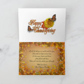 幸せな感謝祭カード蝶および花 シーズンカード (内部)