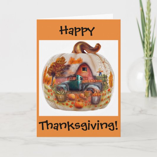 幸せな感謝祭カード、台分のカボチャ シーズンカード (正面)