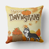 幸せな感謝祭シベリアのハスキー クッション (裏面)