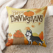 幸せな感謝祭シベリアのハスキー クッション (ブランケット)