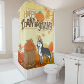 幸せな感謝祭シベリアのハスキー シャワーカーテン (インサイチュ)