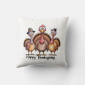 幸せな感謝祭シャツ | 秋ホリデーターキーデイ クッション (裏面)