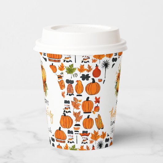 幸せな感謝祭シャツ | 秋ホリデーターキーデイ 紙コップ (左)