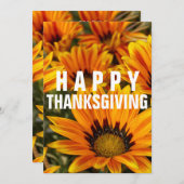 幸せな感謝祭ディナーイエローサンフラワー 招待状 (正面/裏面)