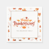 幸せな感謝祭ディナー スタンダードカクテルナプキン (正面)