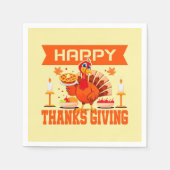 幸せな感謝祭トルコと小さなパイ スタンダードカクテルナプキン (正面)