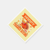 幸せな感謝祭トルコと小さなパイ スタンダードカクテルナプキン (角)