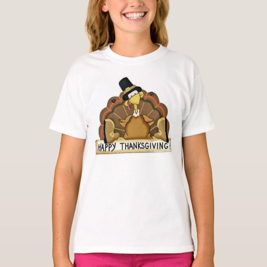 幸せな感謝祭トルコ Tシャツ (正面)