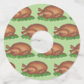 幸せな感謝祭バストトルコの日ディナーフード ワイングラスタグ (正面)