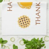 幸せな感謝祭パイ七面鳥パイキッチンタオル キッチンタオル (折り畳み)