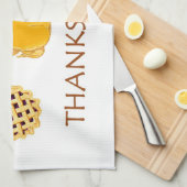 幸せな感謝祭パイ七面鳥パイキッチンタオル キッチンタオル (四つ折り)