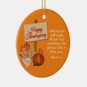 幸せな感謝祭ピリピ4:19カスタムオレンジ セラミックオーナメント (右)