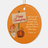 幸せな感謝祭ピリピ4:19カスタムオレンジ セラミックオーナメント (左)