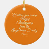幸せな感謝祭ピリピ4:19カスタムオレンジ セラミックオーナメント (裏面)
