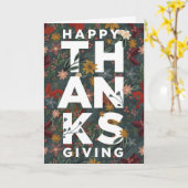 幸せな感謝祭フローラ折り返しグリーティングカード カード (黄色い花)