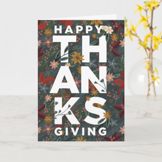 幸せな感謝祭フローラ折り返しグリーティングカード カード (黄色い花)