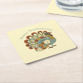 幸せな感謝祭ミュート秋色のトルコ スクエアペーパーコースター (アングル)