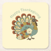 幸せな感謝祭ミュート秋色のトルコ スクエアペーパーコースター (正面)