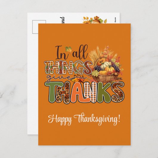 幸せな感謝祭与え感謝していで シーズンポストカード (正面/裏面)