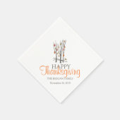 幸せな感謝祭秋の木オレンジ色の灰色のナプキン スタンダードカクテルナプキン (角)