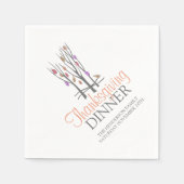 幸せな感謝祭秋ツリーのナプキン スタンダードカクテルナプキン (正面)