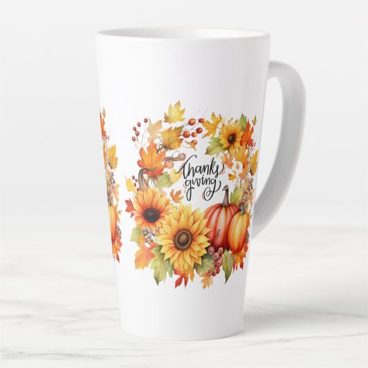 幸せな感謝祭秋 カフェラテマグ (右アングル)