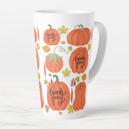 幸せな感謝祭秋 カフェラテマグ (右アングル)