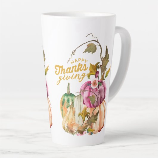 幸せな感謝祭秋 カフェラテマグ (右アングル)