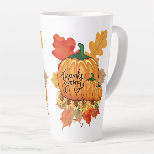 幸せな感謝祭秋 カフェラテマグ (右アングル)