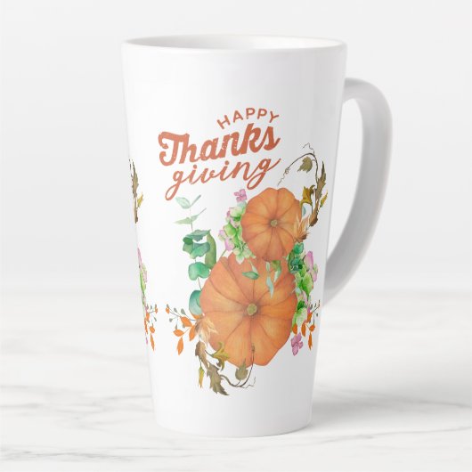 幸せな感謝祭秋 カフェラテマグ (右アングル)
