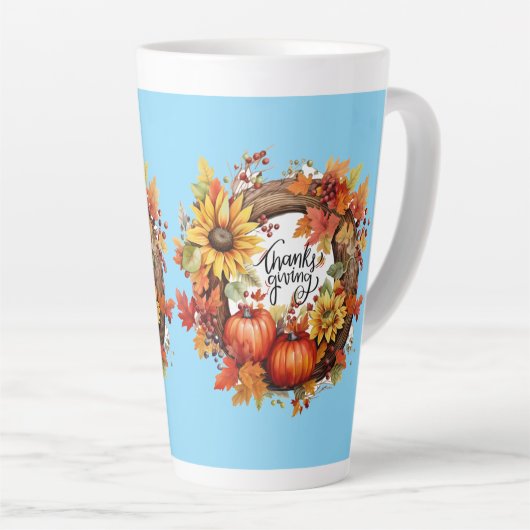 幸せな感謝祭秋 カフェラテマグ (右アングル)