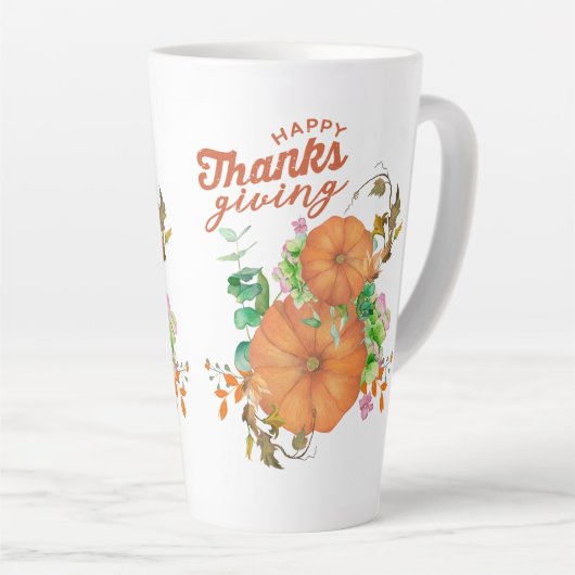幸せな感謝祭秋 カフェラテマグ (右アングル)