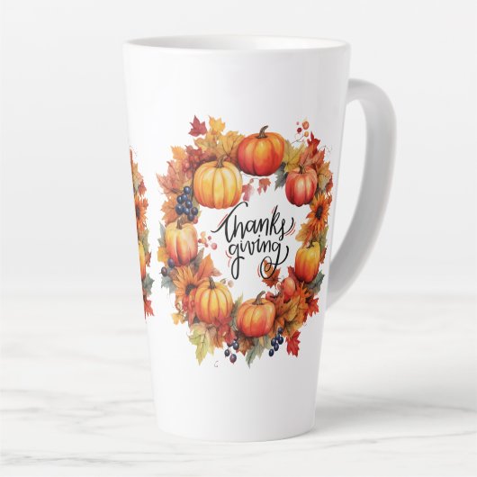 幸せな感謝祭秋 カフェラテマグ (右アングル)