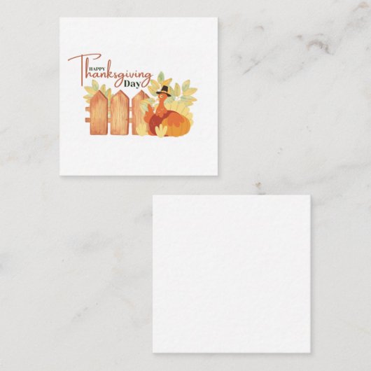 幸せな感謝祭秋 スクエア名刺 (正面/裏面)