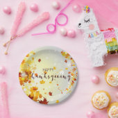 幸せな感謝祭紙プレート葉と ペーパープレート (パーティー)