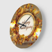 幸せな感謝祭3つの柱時計及び数選択 ラージ壁時計 (傾斜)