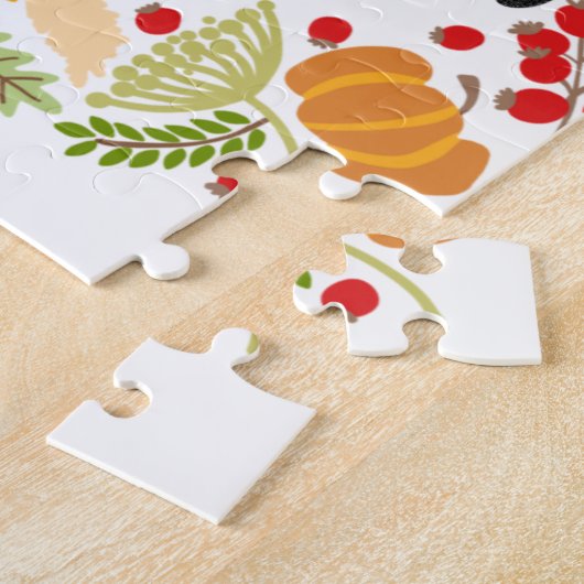 幸せな感謝祭、かわいい感謝祭のリース ジグソーパズル (側面)