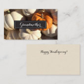 幸せな感謝祭|のカボチャテーブルの食器セット プレイスカード (正面/裏面)