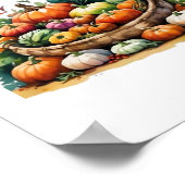 幸せな感謝祭 – カボチャと収穫バスケット ポスター (角)