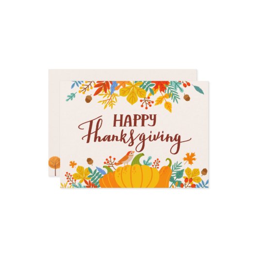 幸せな感謝祭 カード (正面/裏面インサイチュ)