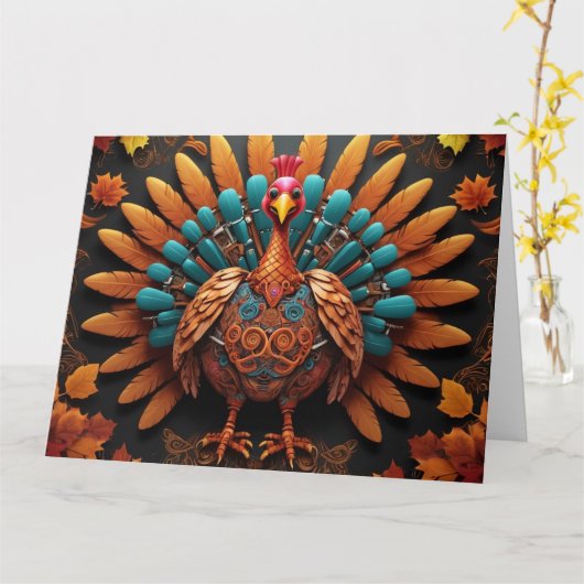 幸せな感謝祭 カード (黄色い花)