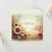 幸せな感謝祭 カード (正面/裏面インサイチュ)
