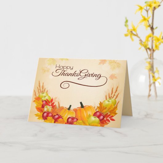 幸せな感謝祭 カード (黄色い花)